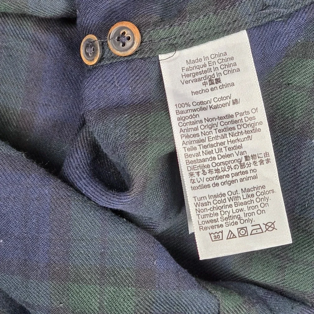 J Crew Womens Plaid Flannel Shirt Blue Green Beaded Embellished Button‎ Down 10